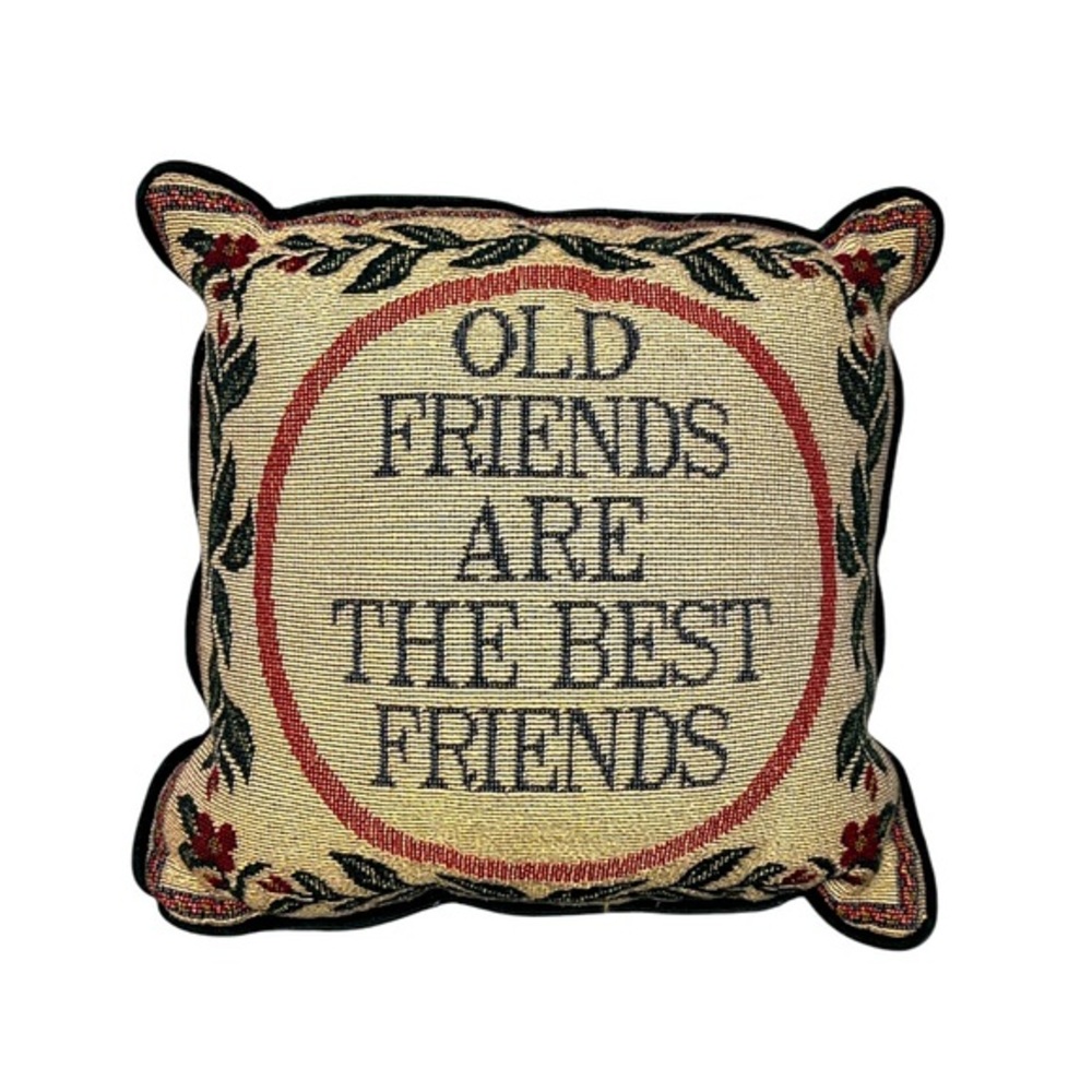 Vintage Old Friends Are The Best Friends Small Decorative Throw Pillow Velvet